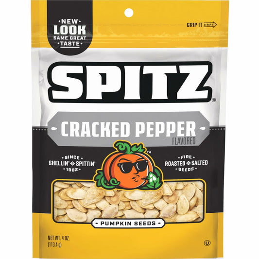 BestBy12/25 Spitz Pumpkin Seeds Cracked Pepper 4 Oz Snack Bag