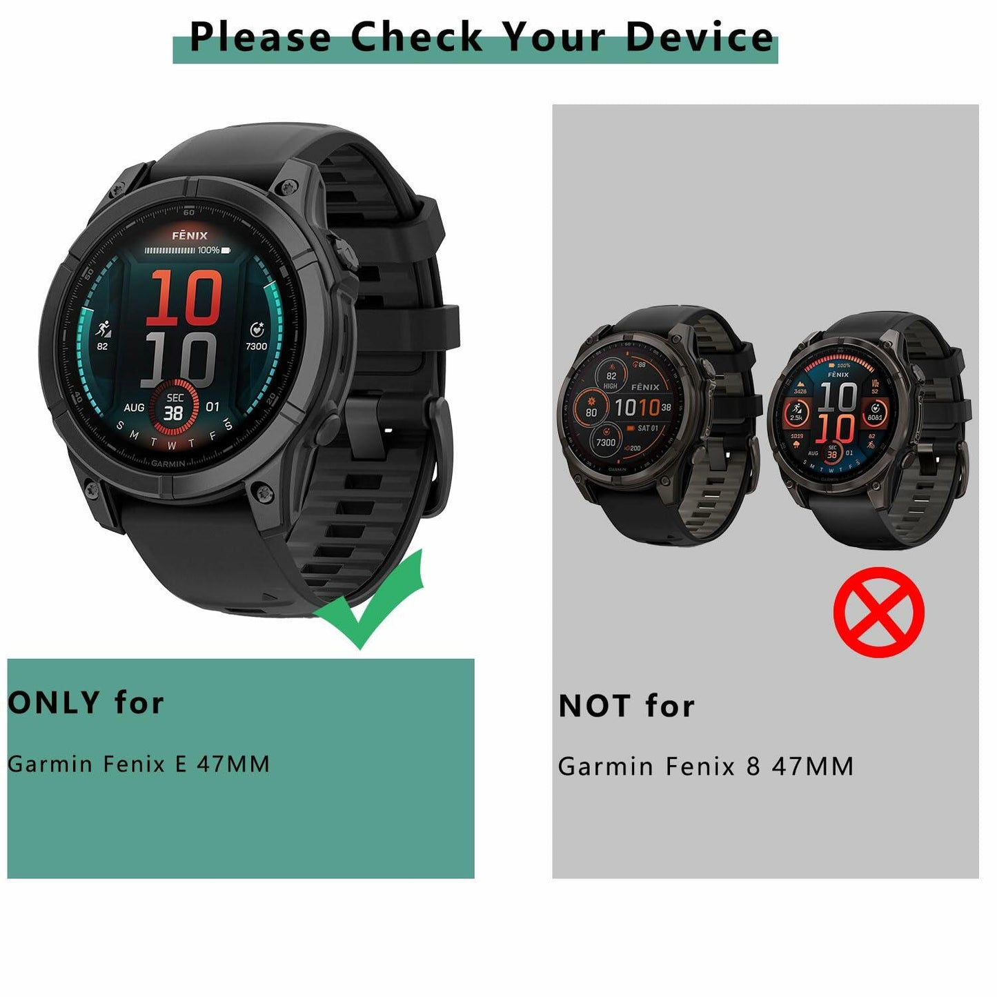 Msvueioe Garmin Fenix E 47MM Case Tempered Glass Screen Protector 5PC Black