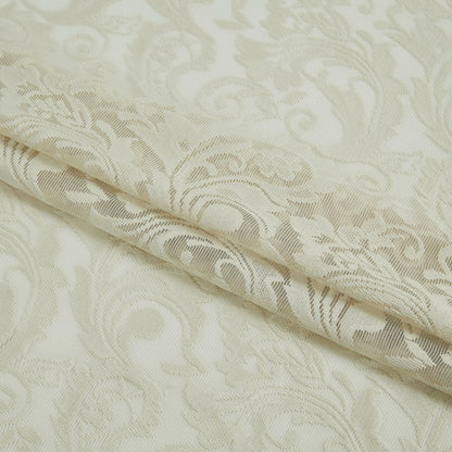 Bujasso Beige Lace Sheer Curtains 54x108 inch 2 Panels Floral Rod Pocket