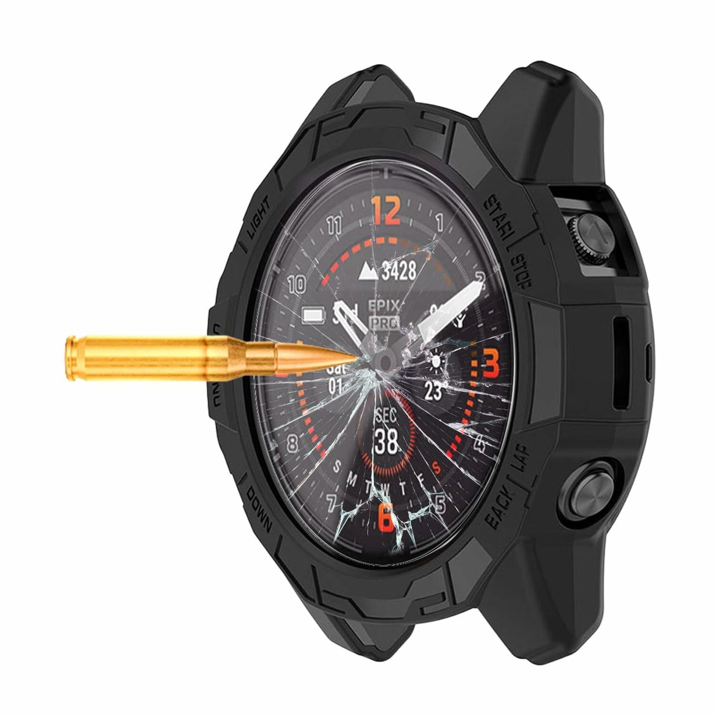 Msvueioe Garmin Fenix E 47MM Case Tempered Glass Screen Protector 5PC Black