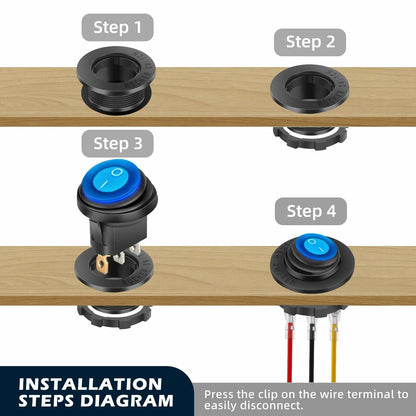 XMSILIMEIG Waterproof Round Rocker Toggle Switch 6 Pack with Shell & Wire 12V