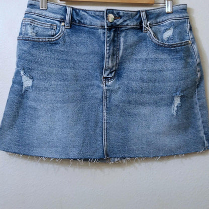 Vipones Mini Blue Distressed Frayed Denim Jean Skirt Size 12