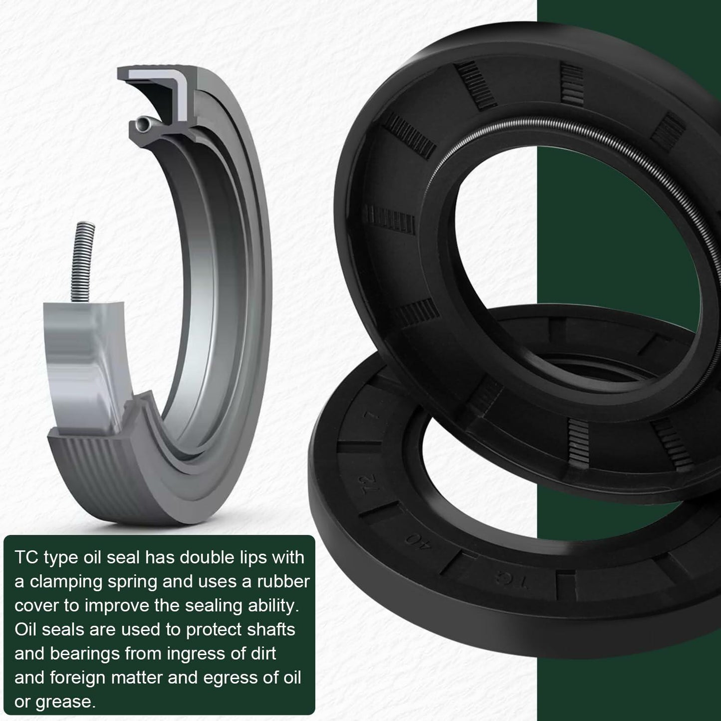 Yethuanru TC 14x26x7mm Brown Double Lip Oil Seal 2PCS Nitrile Rubber Spring