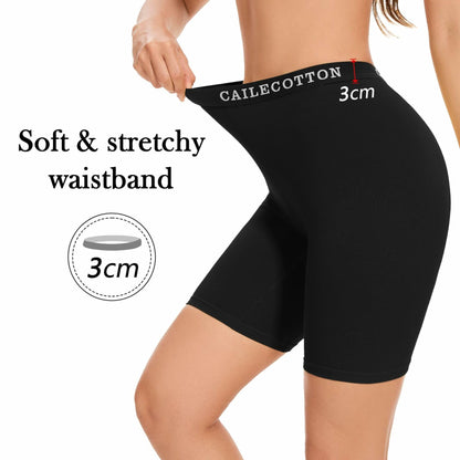 CAILECOTTON Womens Cotton Boxer Briefs Seamless Full Coverage Black 1 Pack S
