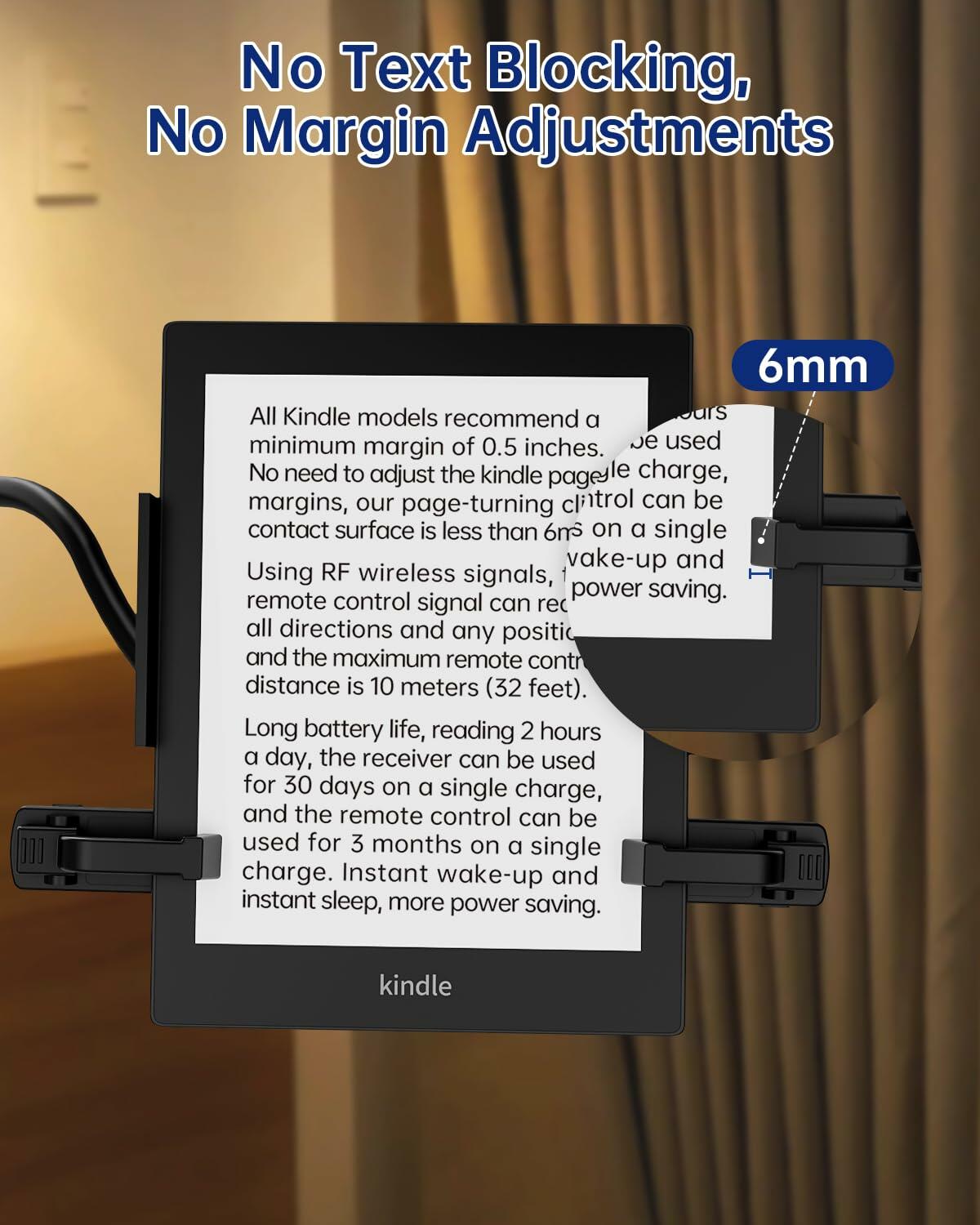 TeoTeeo Remote Control Page Turner for Kindle Paperwhite Black No Text Blocking