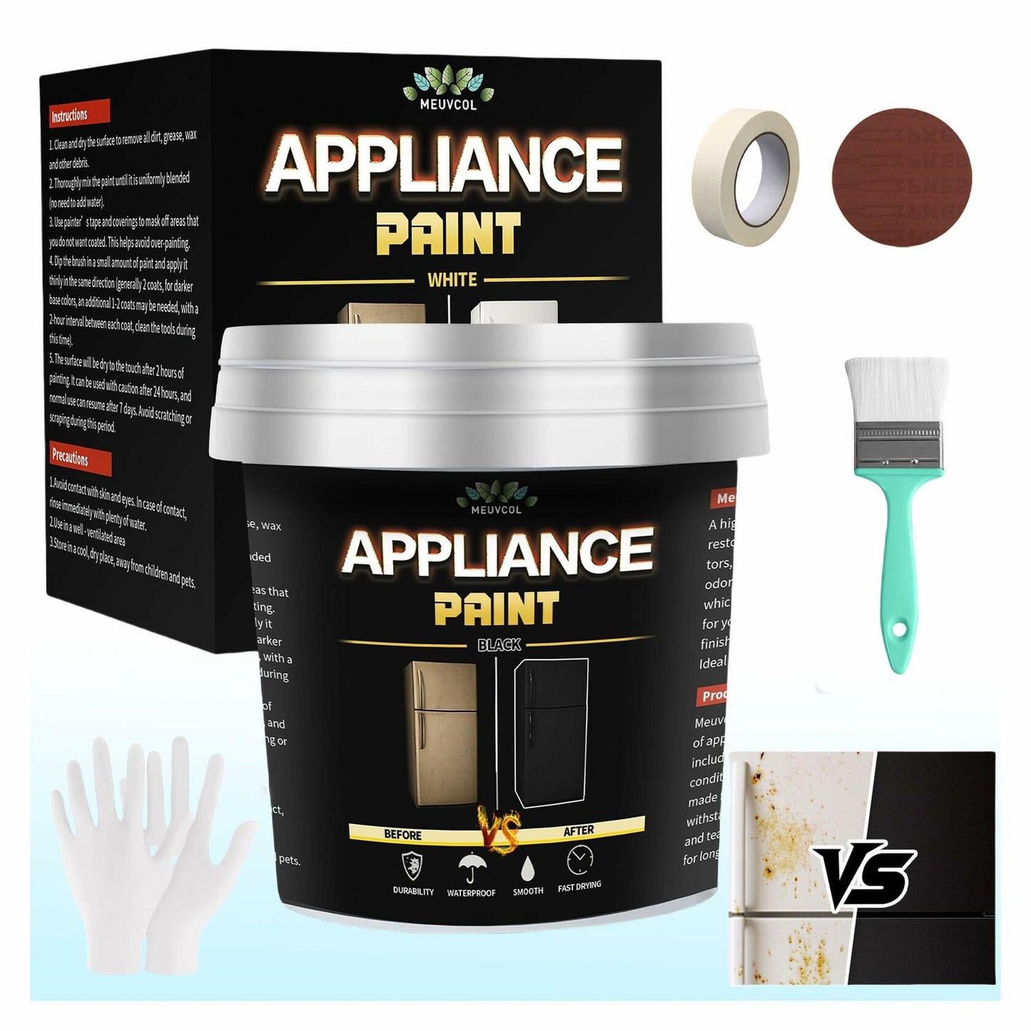 Meuvcol Appliance Epoxy Paint Black 17.6 Fl oz Rust Preventative Coating