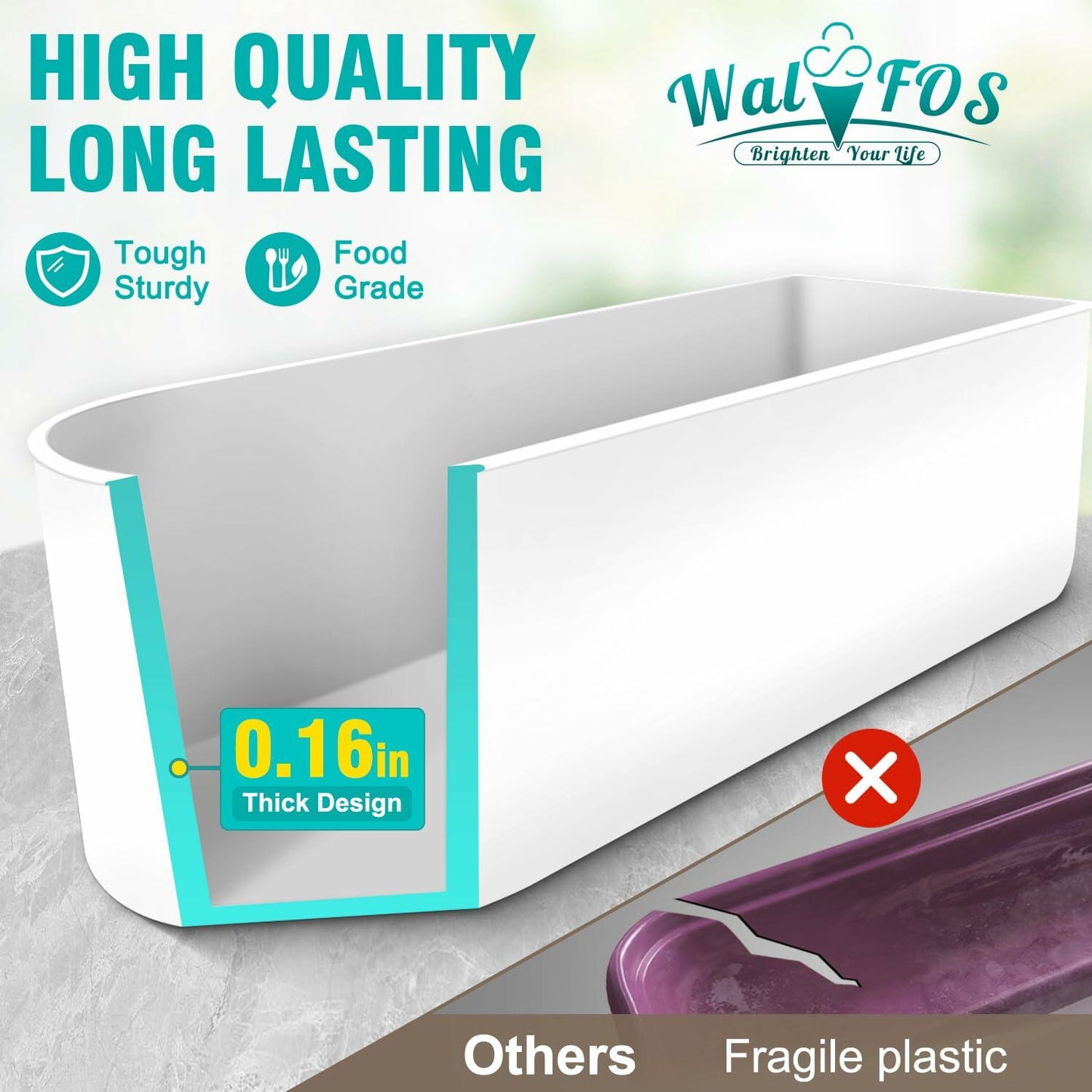 Walfos Ice Cream Containers 1.6 Quart Set of 2 with Silicone Lids Stackable
