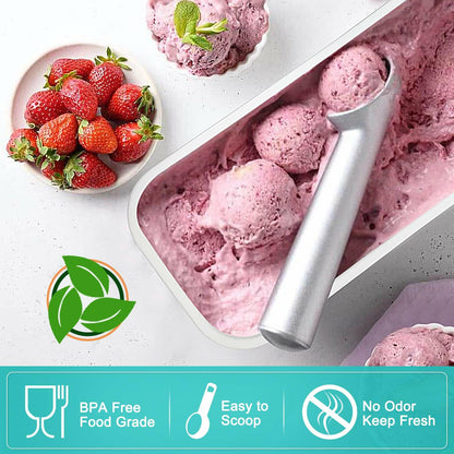 Walfos Ice Cream Containers 1.6 Quart Set of 2 with Silicone Lids Stackable