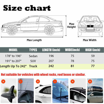 SNKOL Waterproof Car Cover Universal Fit SUV 191-200" Full Cover Oxford