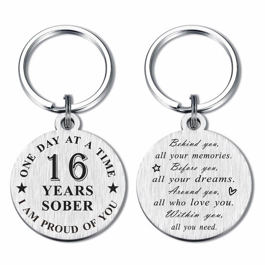 Alotozo 16 Year Sobriety Keychain AA Recovery Gift Men Women