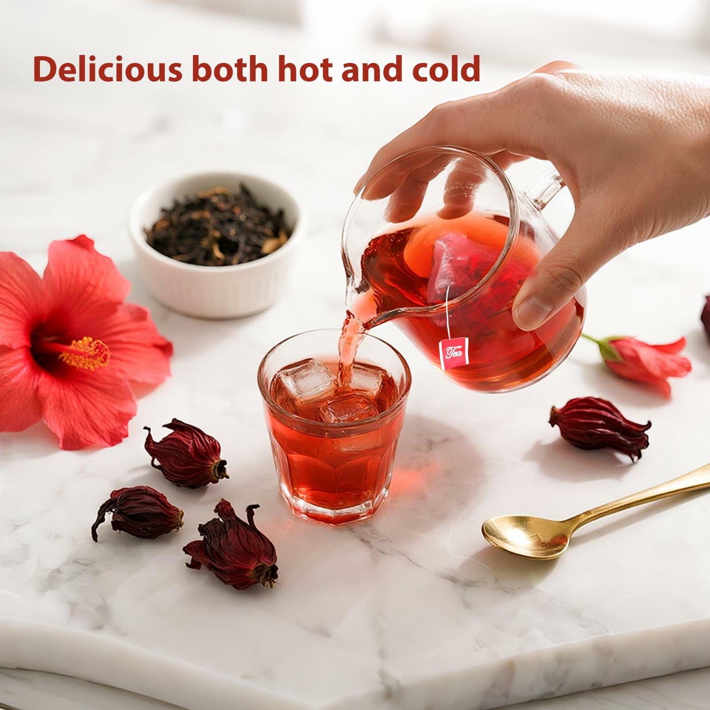 Yetypy Pure Natural Hibiscus Tea Bags 50 Count Caffeine-Free Antioxidants