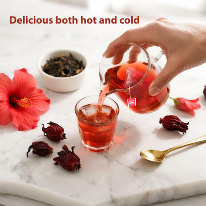 Yetypy Pure Natural Hibiscus Tea Bags 50 Count Caffeine-Free Antioxidants
