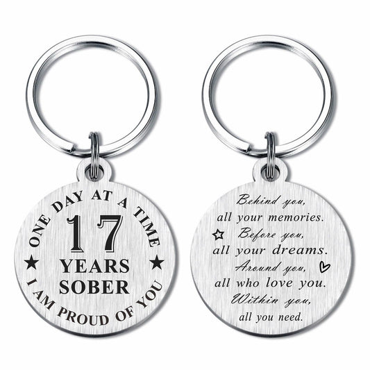 Alotozo 17 Year Sobriety Keychain AA Recovery Gift Men Women