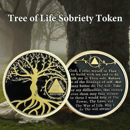 28 Year Sobriety Coin Gold Tree of Life AA Chip Token Size 1-40