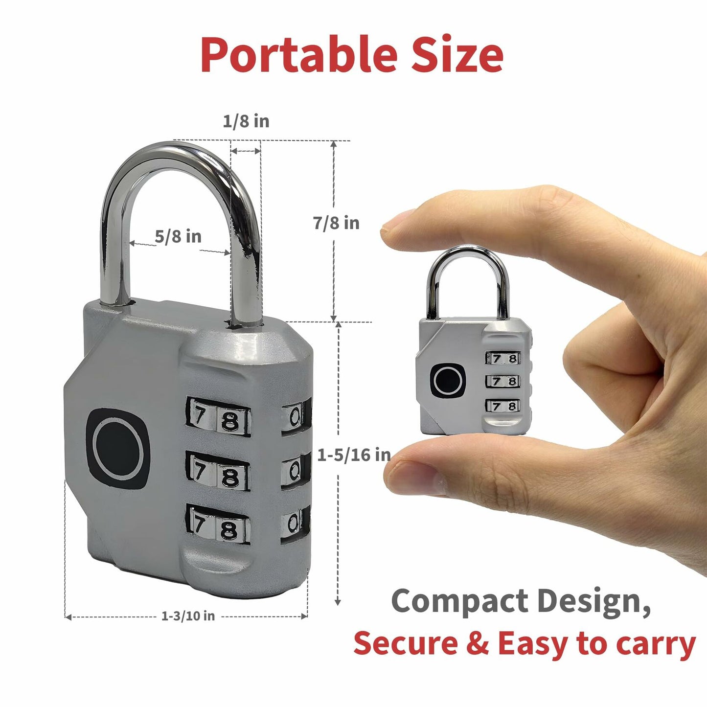 THIRARD 3 Digit Combination Padlock Brass Body Resettable Steel Shackle