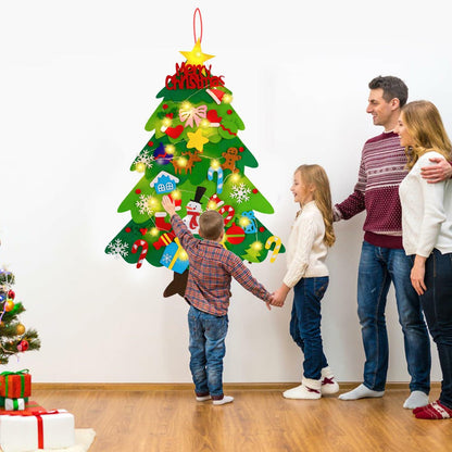 EMPOF Felt Christmas Tree 3.3ft DIY Set with Snowflake Lights & 32 Ornaments