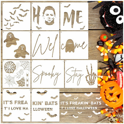 Yhliua Large Halloween Door Mat Stencil Ghost Template Reusable Craft Art