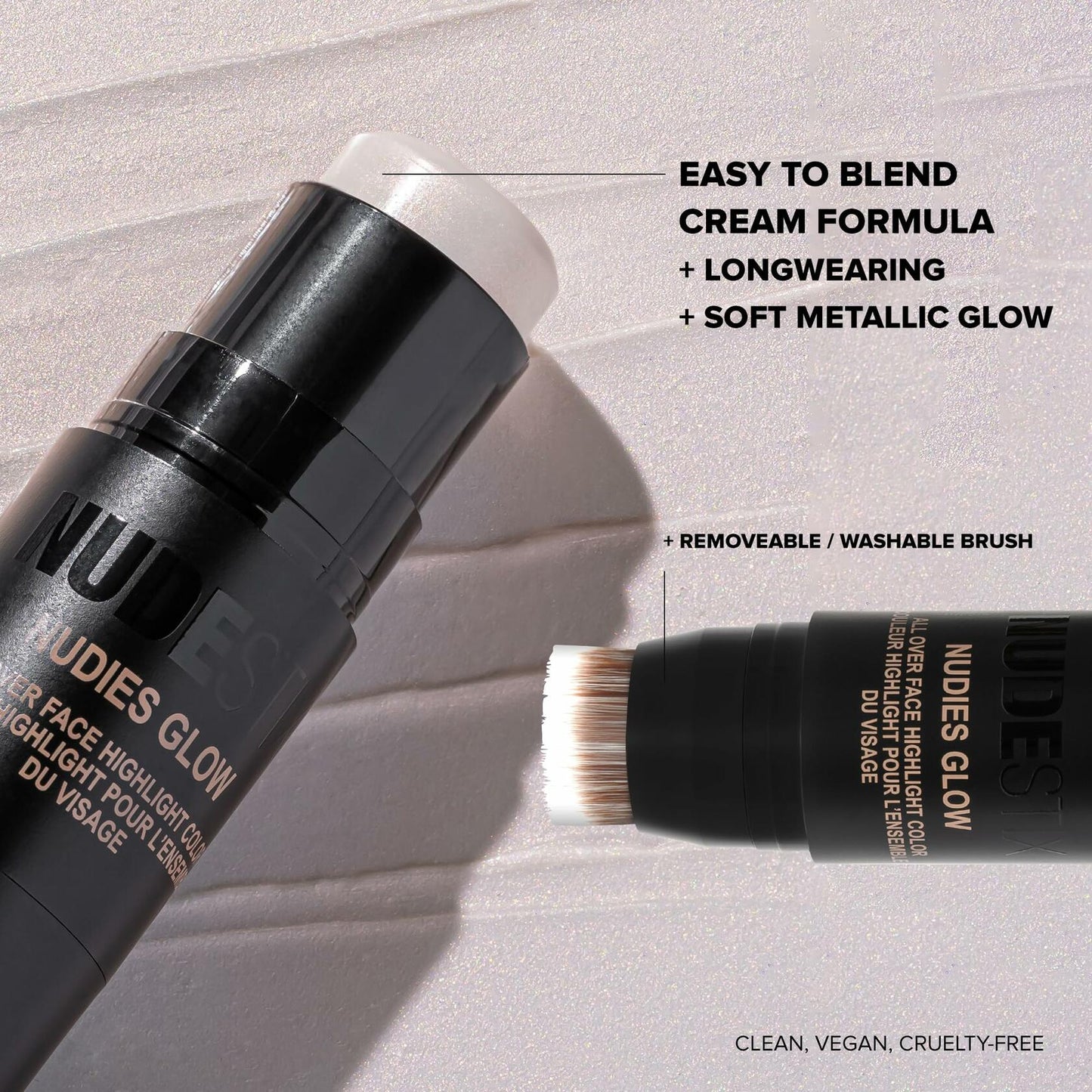 Nudestix Nudies Glow Highlighter Stick Multi-Use Cream Ice Ice Baby 0.24oz