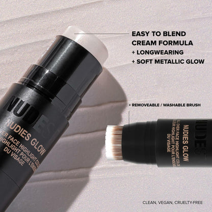 Nudestix Nudies Glow Highlighter Stick Multi-Use Cream Ice Ice Baby 0.24oz