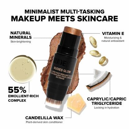 Nudestix Nudies Glow Highlighter Stick Multi-Use Cream Ice Ice Baby 0.24oz