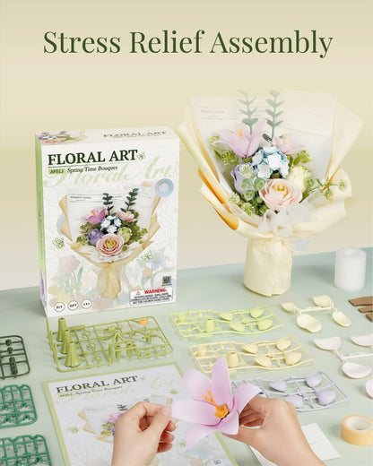 ROKR 3D Bouquet Flower Puzzle Kit DIY Floral Yellow Plastic 6 Pieces