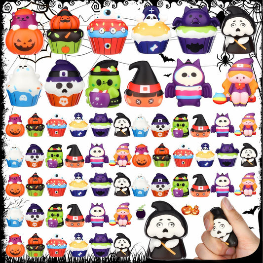 Halloscume Halloween Squeeze Toys 48 Pack Soft Slow Rising Ghost PU