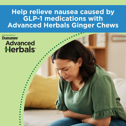 BestBy05/26 Dramamine Advanced Herbals Ginger Chews Nausea Relief 40 Count
