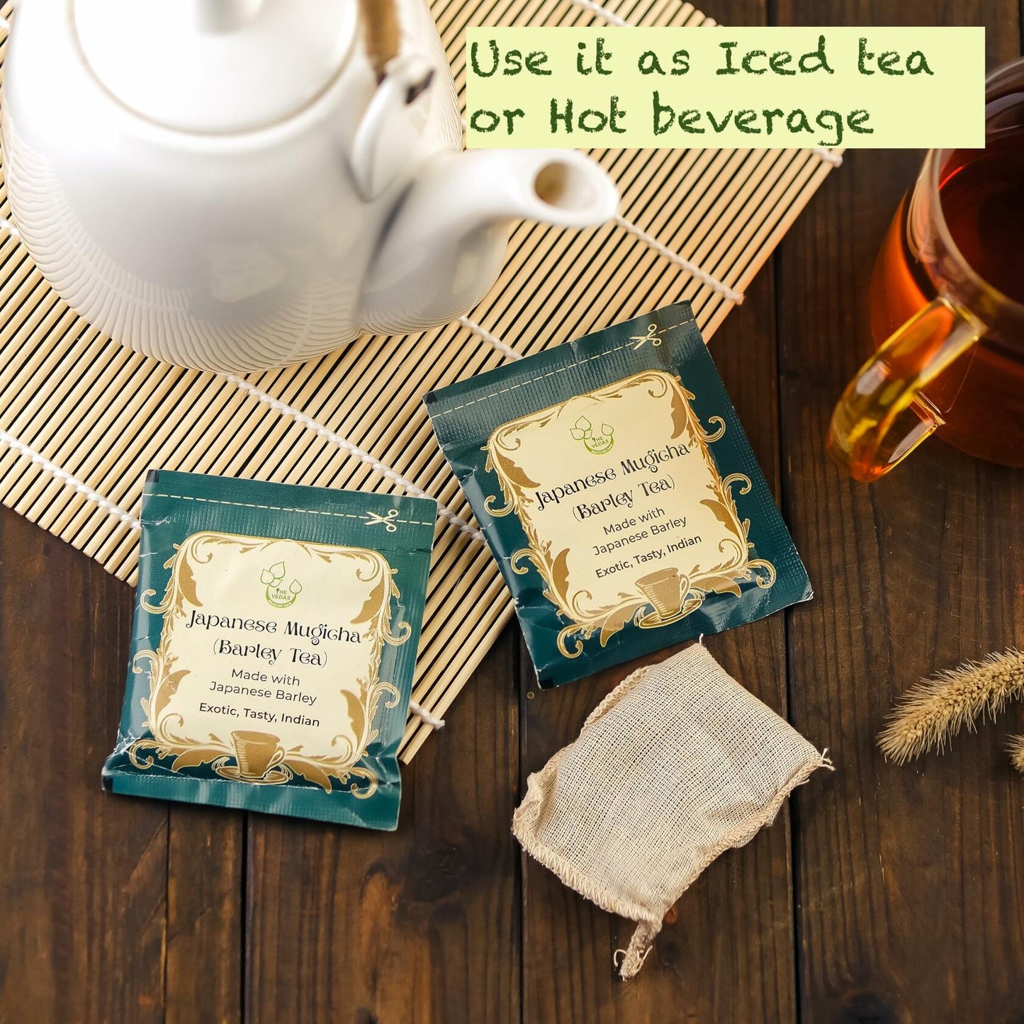 BestBy07/27 THE VEDAS Japanese Mugicha Barley Tea 507oz 15 Bags Cotton