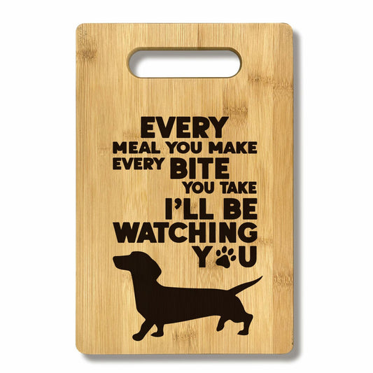 FONDCANYON Dachshund Bamboo Wood Cutting Board Kitchen Decor Brown