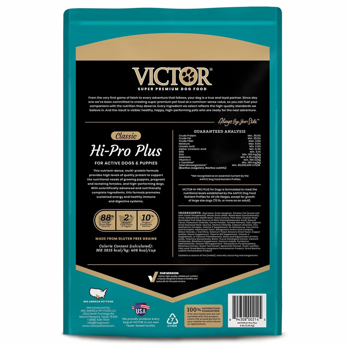 BestBy01/26 VICTOR Super Premium Hi-Pro Plus Dog Food 30% Protein 5lbs