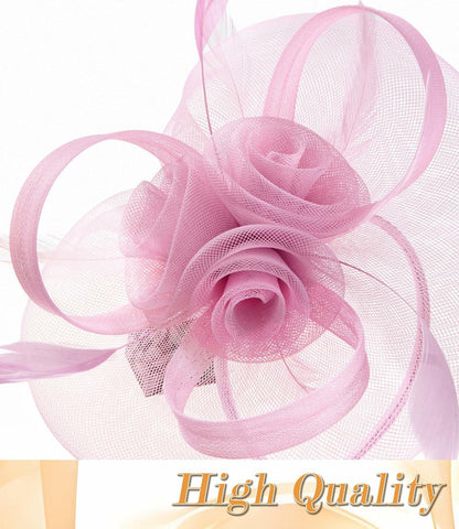 Unpifolov Fascinators Flower Mesh Feathers Headband White Floral Womens