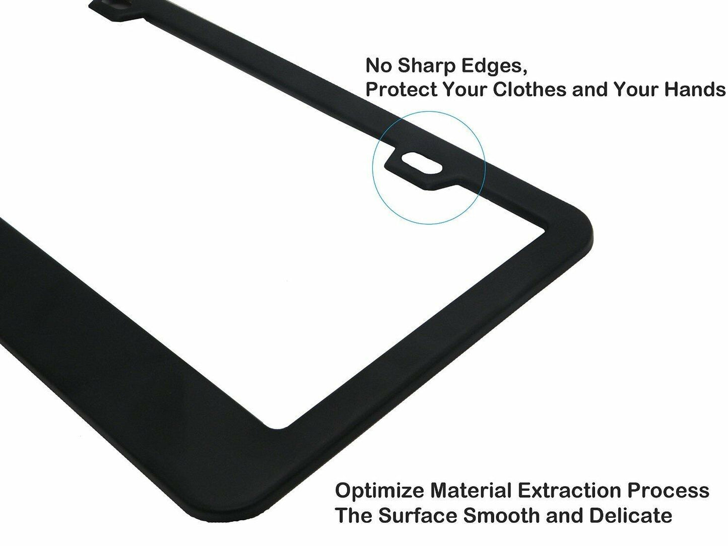 Car License Plate Frame Matte Stainless Steel Black 2 Pack with Screws Caps