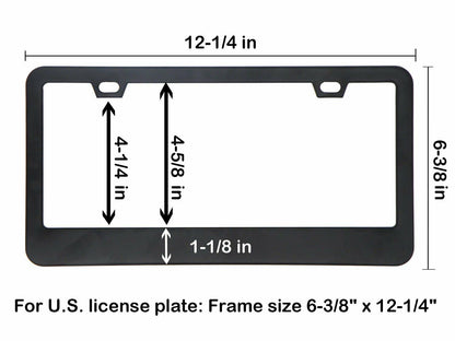Car License Plate Frame Matte Stainless Steel Black 2 Pack with Screws Caps