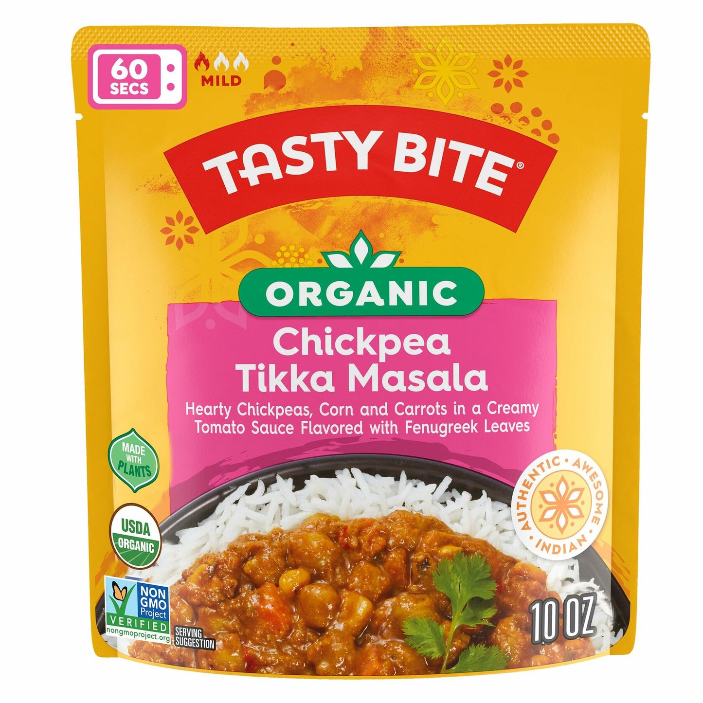 Tasty Bite Organic Chickpea Tikka Masala Vegan 10oz Pack of 6