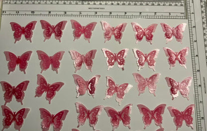 Unbranded x24 3D Double Shad Edible Wafer Butterflies for Cake Cupcakes