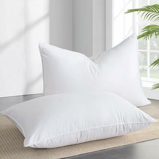 ABOUTABED Goose Feather Down Pillows Set of 2 Standard 20x26 White