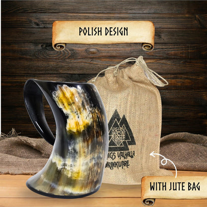ZAHANAARA Horn Beer Mug Viking Rustic Ox 20oz Handmade Drinking Cup