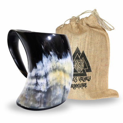 ZAHANAARA Horn Beer Mug Viking Rustic Ox 20oz Handmade Drinking Cup