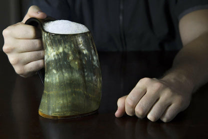 ZAHANAARA Horn Beer Mug Viking Rustic Ox 20oz Handmade Drinking Cup