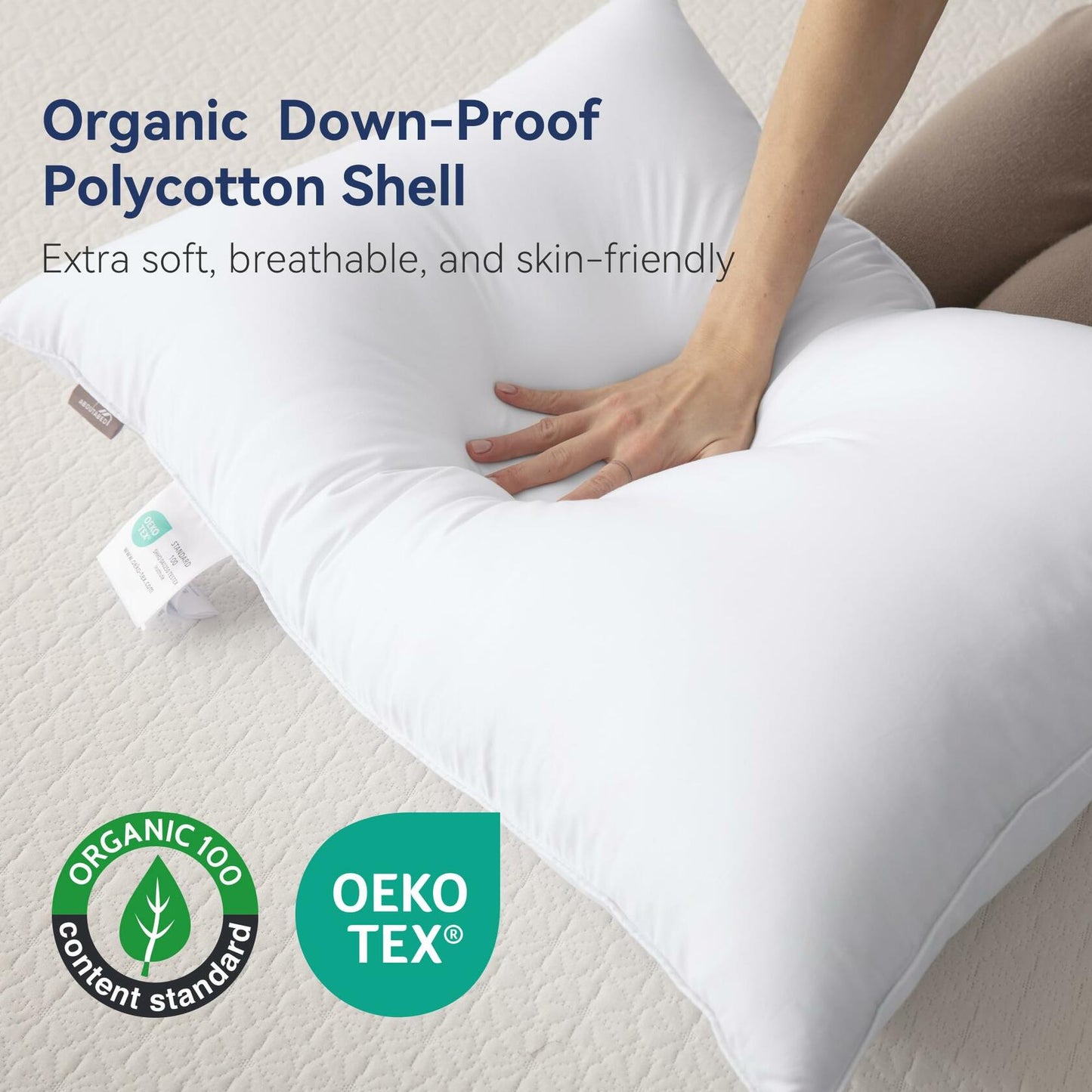 ABOUTABED Goose Feather Down Pillows Set of 2 Standard 20x26 White
