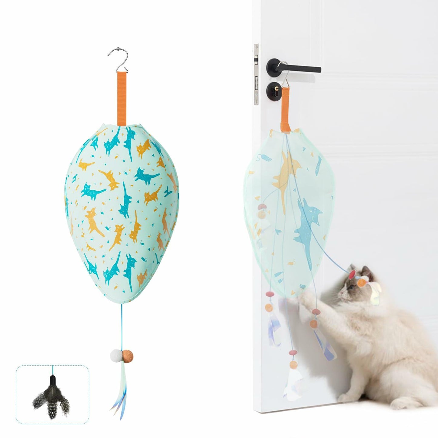Zenjo Rechargeable Automatic Cat Feather Teaser Toy Motion Activated Color