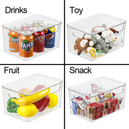 ZEXALOR Clear Plastic Storage Bin with Lid Stackable 2pc 10x6.7x5.3"