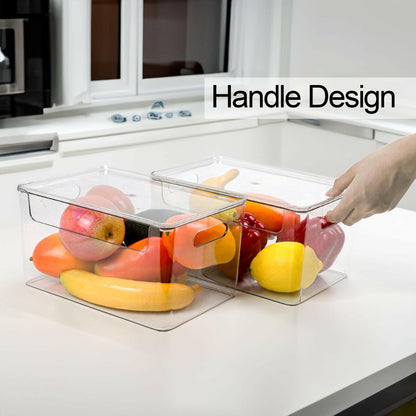 ZEXALOR Clear Plastic Storage Bin with Lid Stackable 2pc 10x6.7x5.3"