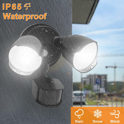 CELAVY 15W LED Security Light Motion Sensor Outdoor IP65 Black Dual Head