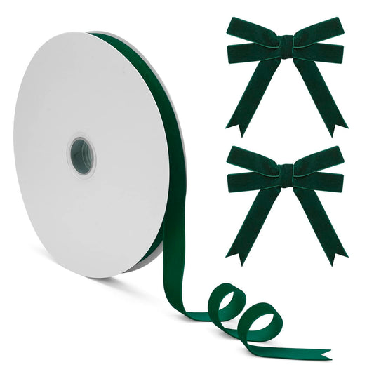 Coowayze Dark Green Velvet Ribbon 1 Inch x 10 Yd Vintage Christmas Crafting
