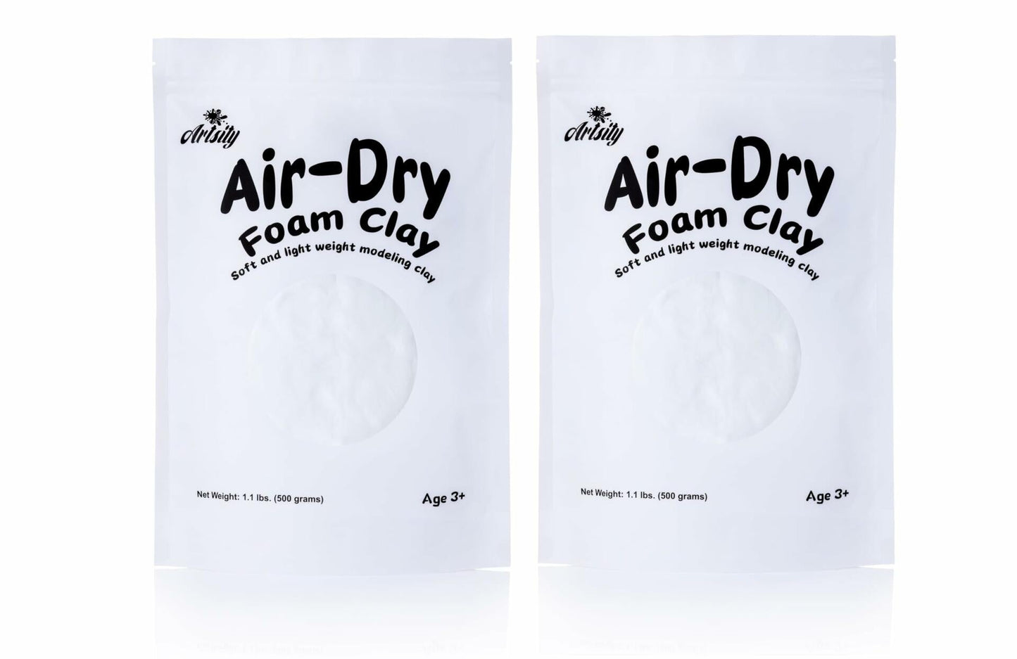 White Air Dry Foam Clay Bulk Pack 2x1.1lb No-Bake Craft Clay Zip Bag