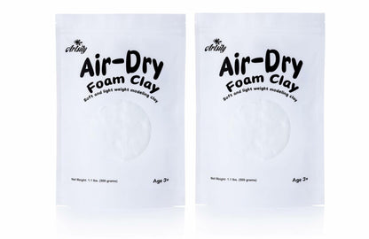 White Air Dry Foam Clay Bulk Pack 2x1.1lb No-Bake Craft Clay Zip Bag