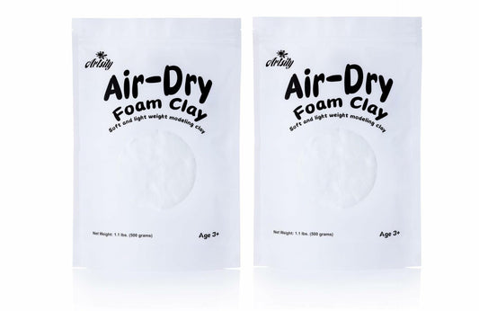 White Air Dry Foam Clay Bulk Pack 2x1.1lb No-Bake Craft Clay Zip Bag