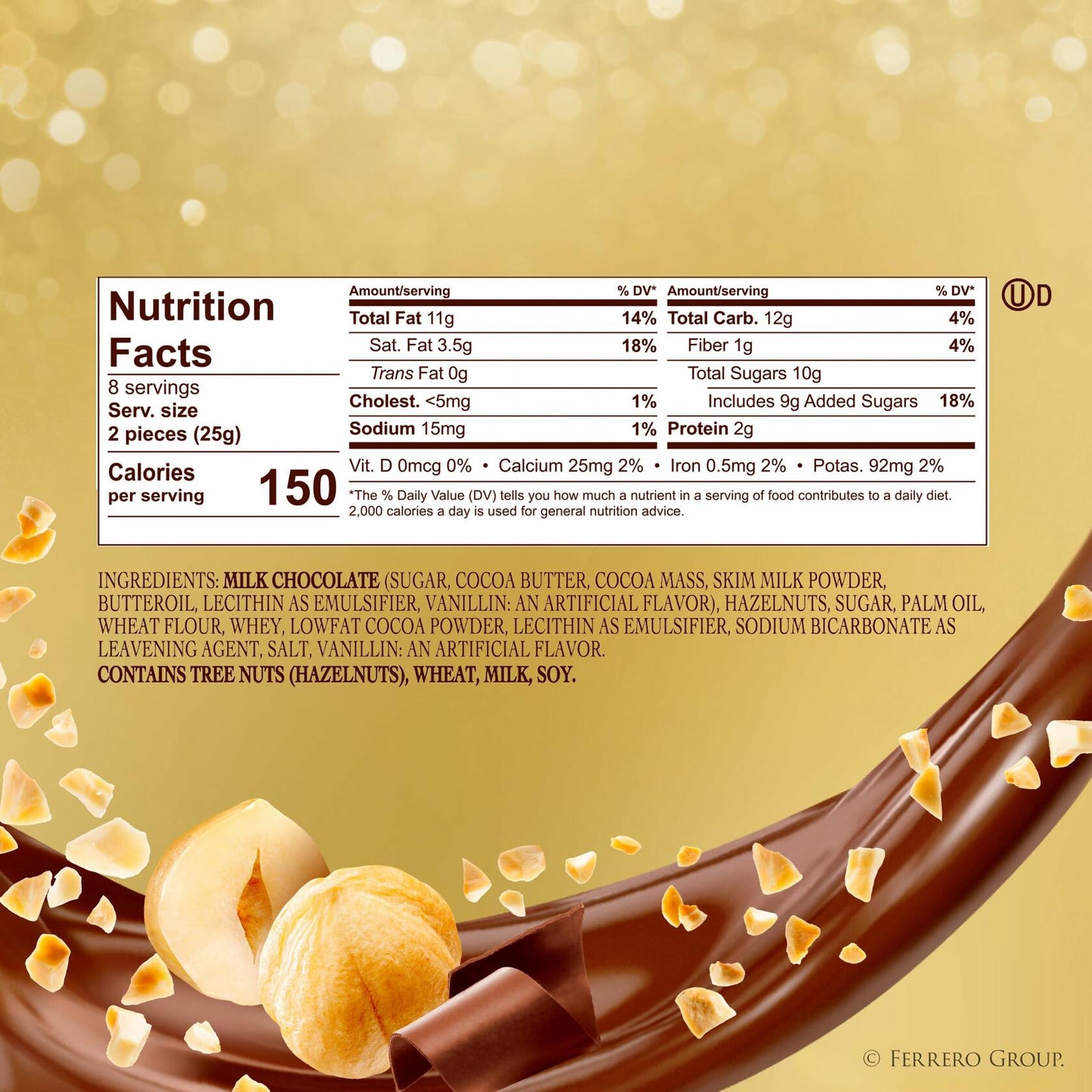 BestBy11/25 Ferrero Rocher Hazelnut Milk Chocolate Gift Box 7oz 16pcs