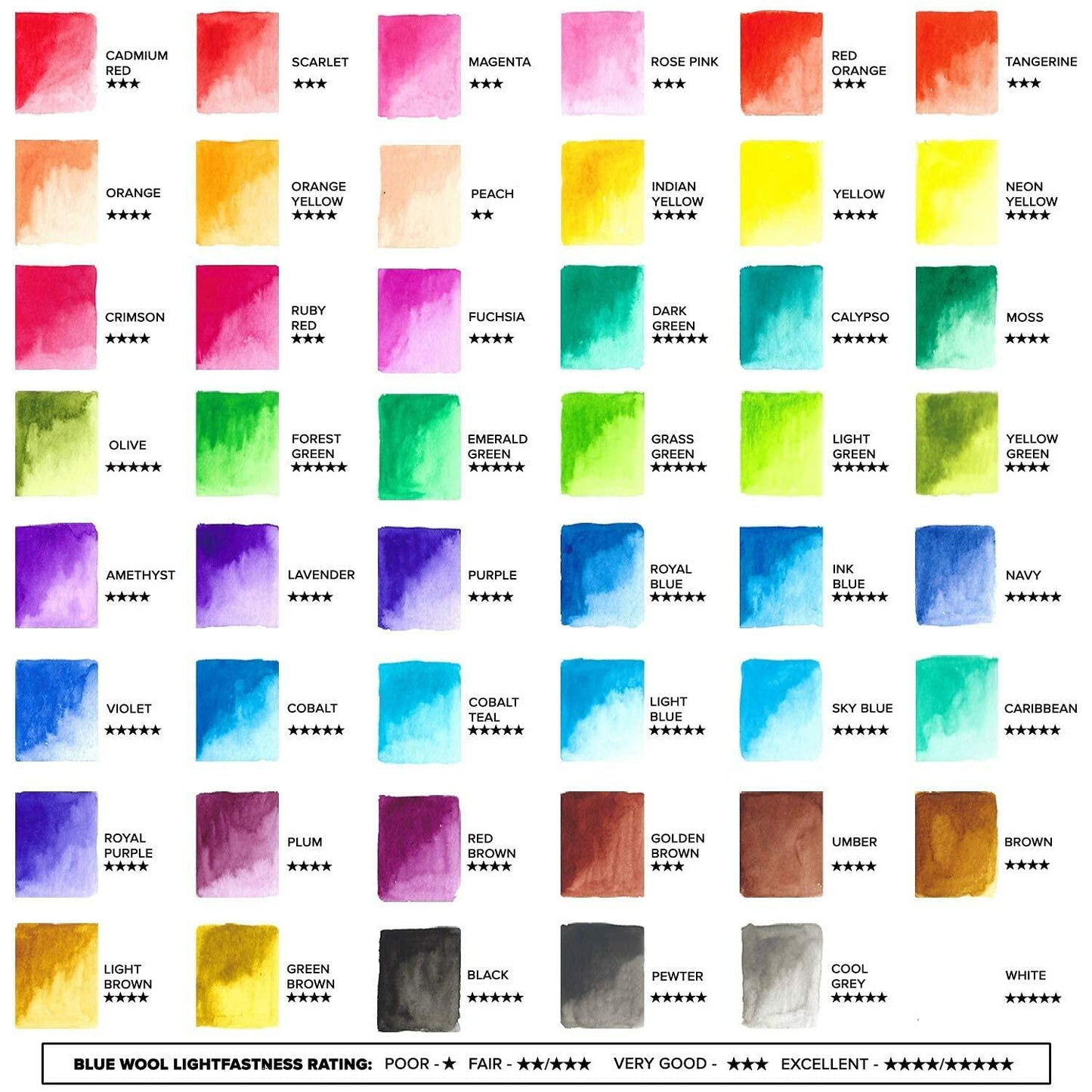 GenCrafts Watercolor Paint Palette 48 Colors with 2 Brush Pens & 15 Sheets